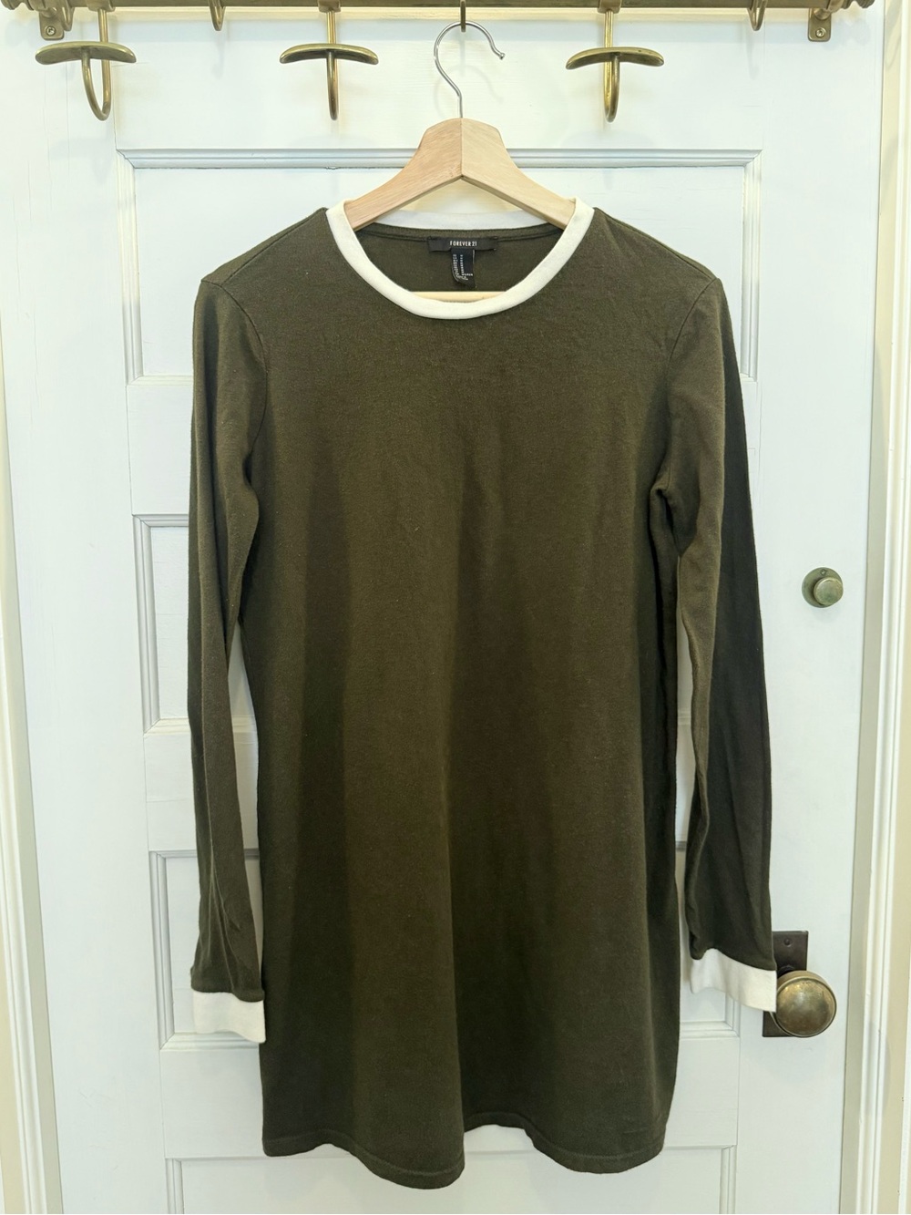 Forever 21 Olive Green Dress with White Trim